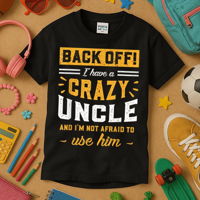 Back Off! I Have A Crazy Uncle And I'm Not Afraid To Use Him Kids T-Shirt