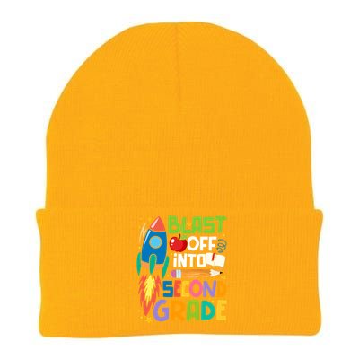 Blast Off Into 2Nd Grade First Day Of Second Grade Teacher Gift Knit Cap Winter Beanie