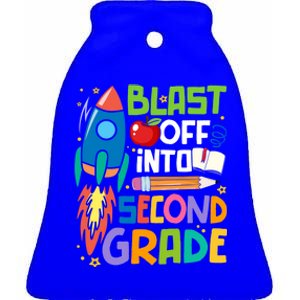 Blast Off Into 2Nd Grade First Day Of Second Grade Teacher Gift Ceramic Bell Ornament