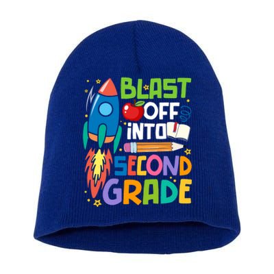 Blast Off Into 2Nd Grade First Day Of Second Grade Teacher Gift Short Acrylic Beanie