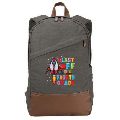 Blast Off Into 4Th Grade Gift Cotton Canvas Backpack