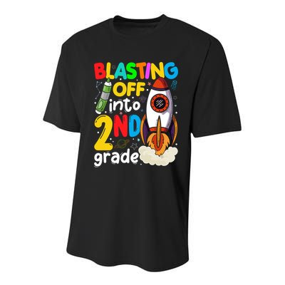 Blasting Off Into 2Nd Grade Cute Team Second Grade Gift Youth Performance Sprint T-Shirt