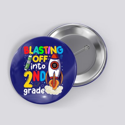 Blasting Off Into 2Nd Grade Cute Team Second Grade Gift Button