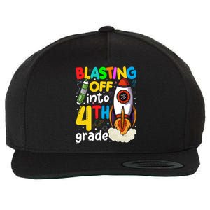 Blasting Off Into 4Th Grade Cute Team Fourth Grade Gift Wool Snapback Cap