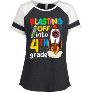 Blasting Off Into 4Th Grade Cute Team Fourth Grade Gift Enza Ladies Jersey Colorblock Tee