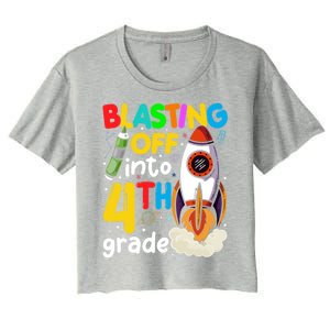 Blasting Off Into 4Th Grade Cute Team Fourth Grade Gift Women's Crop Top Tee