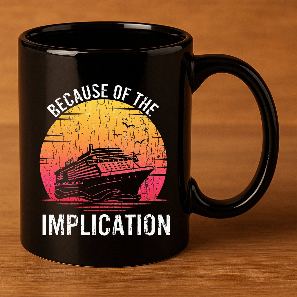 Because Of Implication Funny Boat Cruise Boating Graphic 11oz C Handle Ceramic Mug