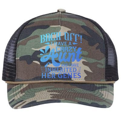 Back Off I Have A Crazy Aunt Funny Auntie Niece Graphic Great Gift Retro Rope Trucker Hat Cap