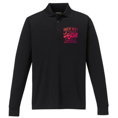 Back Off I Have A Crazy Aunt Funny Auntie Niece Graphic Great Gift Performance Long Sleeve Polo