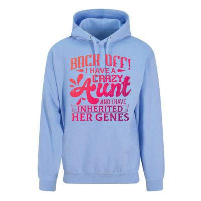 Back Off I Have A Crazy Aunt Funny Auntie Niece Graphic Great Gift Unisex Surf Hoodie