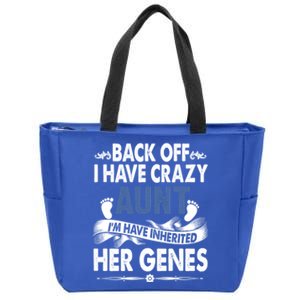 Back Off I Have A Crazy Aunt Niece Retro Aunt Gift Zip Tote Bag