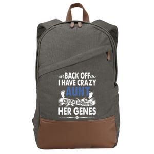 Back Off I Have A Crazy Aunt Niece Retro Aunt Gift Cotton Canvas Backpack