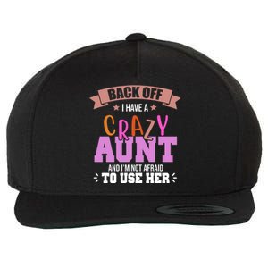 Back Off I Have A Crazy Aunt And I'm Not Afraid To Use Her Funny Wool Snapback Cap