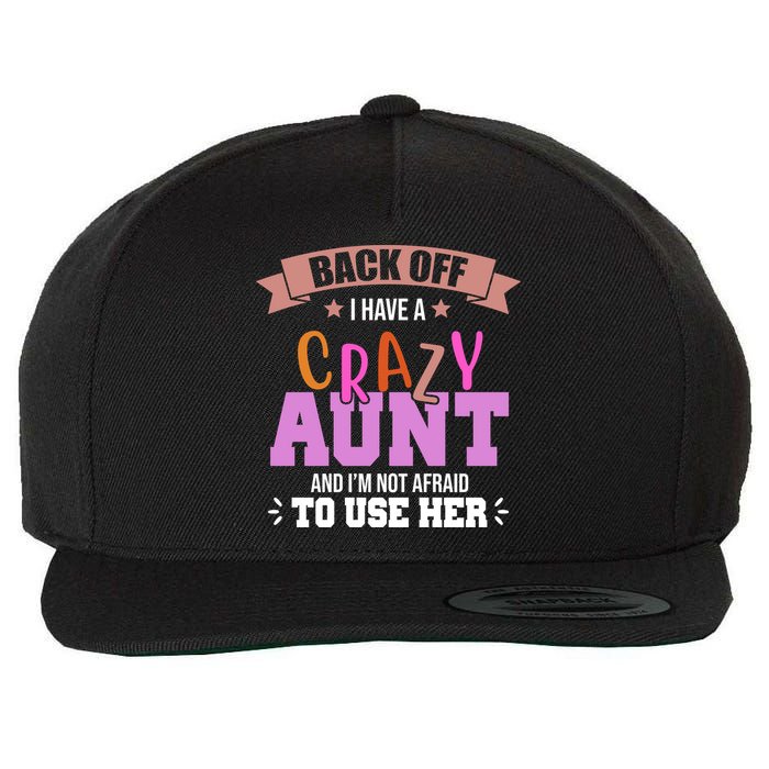 Back Off I Have A Crazy Aunt And I'm Not Afraid To Use Her Funny Wool Snapback Cap
