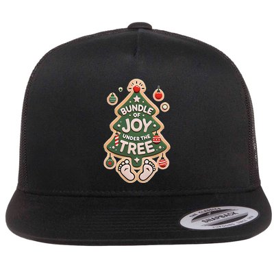 Bundle Of Joy Under The Tree Funny Christmas Flat Bill Trucker Hat
