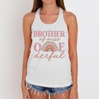 Brother of Little Miss Onederful 1st Bday Boho Rainbow Women's Knotted Racerback Tank