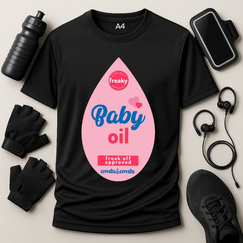 Baby Oil Lazy Funny Costume Ideas Cooling Performance Crew T-Shirt
