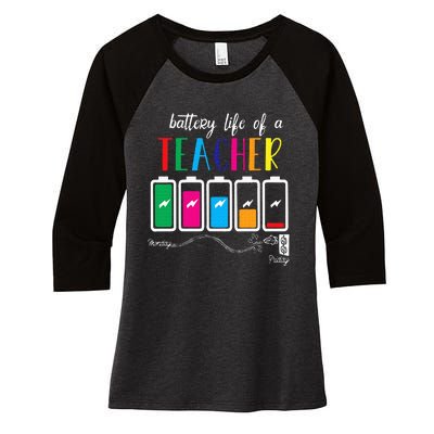 Battery Of Life A Teacher Thanksgiving Christmas Women's Tri-Blend 3/4-Sleeve Raglan Shirt