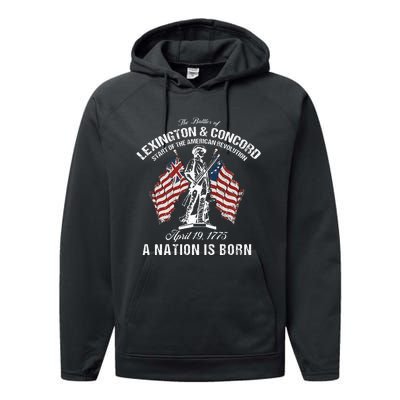 Battle Of Lexington And Concord American Revolution History Performance Fleece Hoodie