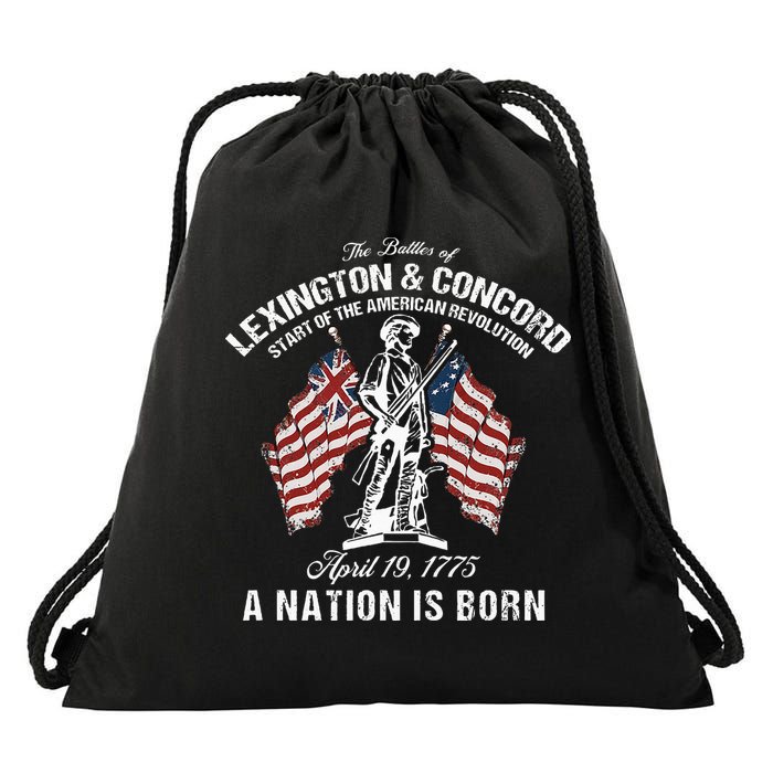 Battle Of Lexington And Concord American Revolution History Drawstring Bag