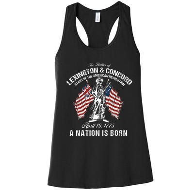 Battle Of Lexington And Concord American Revolution History Women's Racerback Tank