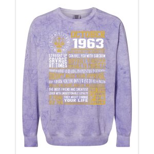 Born October Libra 1963 Birthday Funny Gift Colorblast Crewneck Sweatshirt