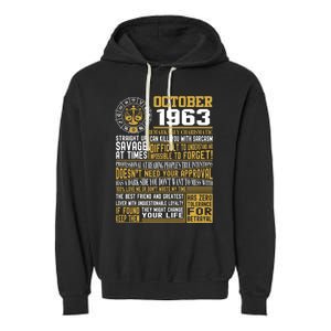 Born October Libra 1963 Birthday Funny Gift Garment-Dyed Fleece Hoodie