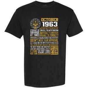 Born October Libra 1963 Birthday Funny Gift Garment-Dyed Heavyweight T-Shirt