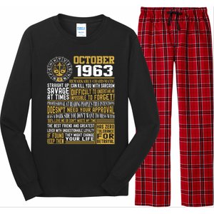 Born October Libra 1963 Birthday Funny Gift Long Sleeve Pajama Set