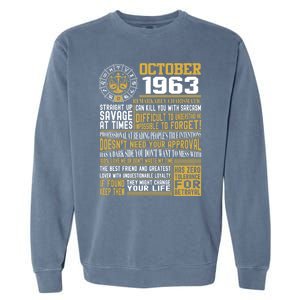 Born October Libra 1963 Birthday Funny Gift Garment-Dyed Sweatshirt