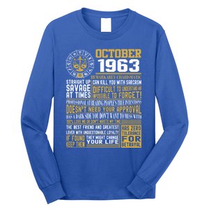 Born October Libra 1963 Birthday Funny Gift Long Sleeve Shirt