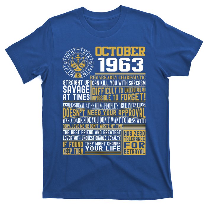 Born October Libra 1963 Birthday Funny Gift T-Shirt