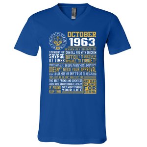 Born October Libra 1963 Birthday Funny Gift V-Neck T-Shirt