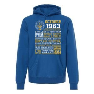 Born October Libra 1963 Birthday Funny Gift Premium Hoodie