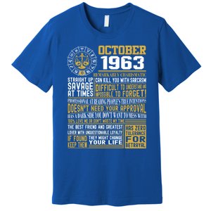 Born October Libra 1963 Birthday Funny Gift Premium T-Shirt