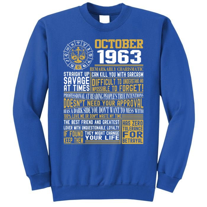 Born October Libra 1963 Birthday Funny Gift Tall Sweatshirt