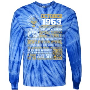 Born October Libra 1963 Birthday Funny Gift Tie-Dye Long Sleeve Shirt