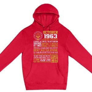 Born October Libra 1963 Birthday Funny Gift Premium Pullover Hoodie