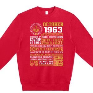 Born October Libra 1963 Birthday Funny Gift Premium Crewneck Sweatshirt