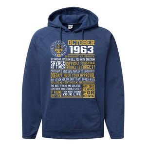 Born October Libra 1963 Birthday Funny Gift Performance Fleece Hoodie