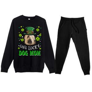 Briard One Lucky Dog Mom Funny Dogs Lover St Patrick's Day Gift Premium Crewneck Sweatsuit Set