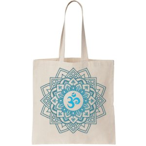 Blue Om Meditation Mandala Tote Bag