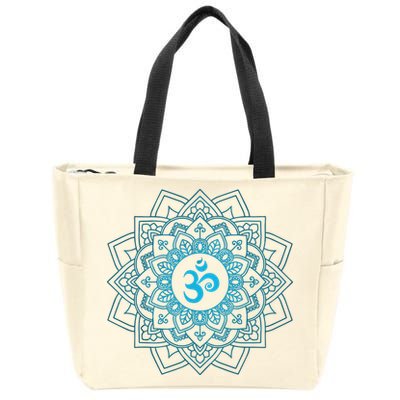 Blue Om Meditation Mandala Zip Tote Bag
