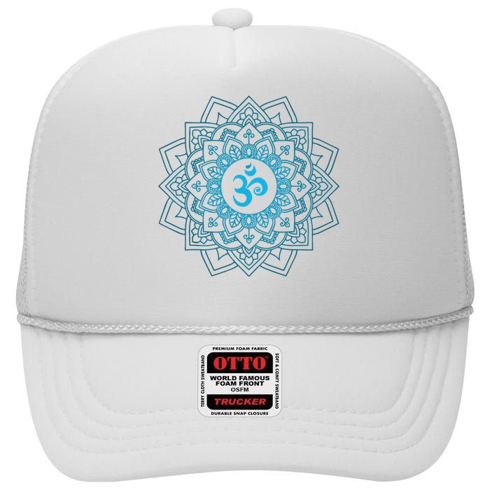 Blue Om Meditation Mandala High Crown Mesh Back Trucker Hat