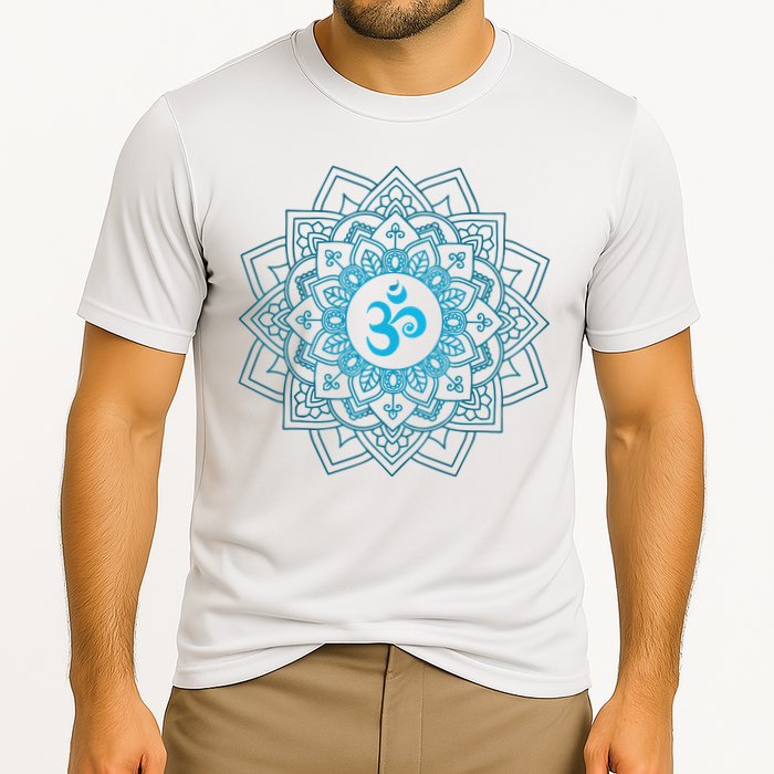 Blue Om Meditation Mandala Cooling Performance Crew T-Shirt