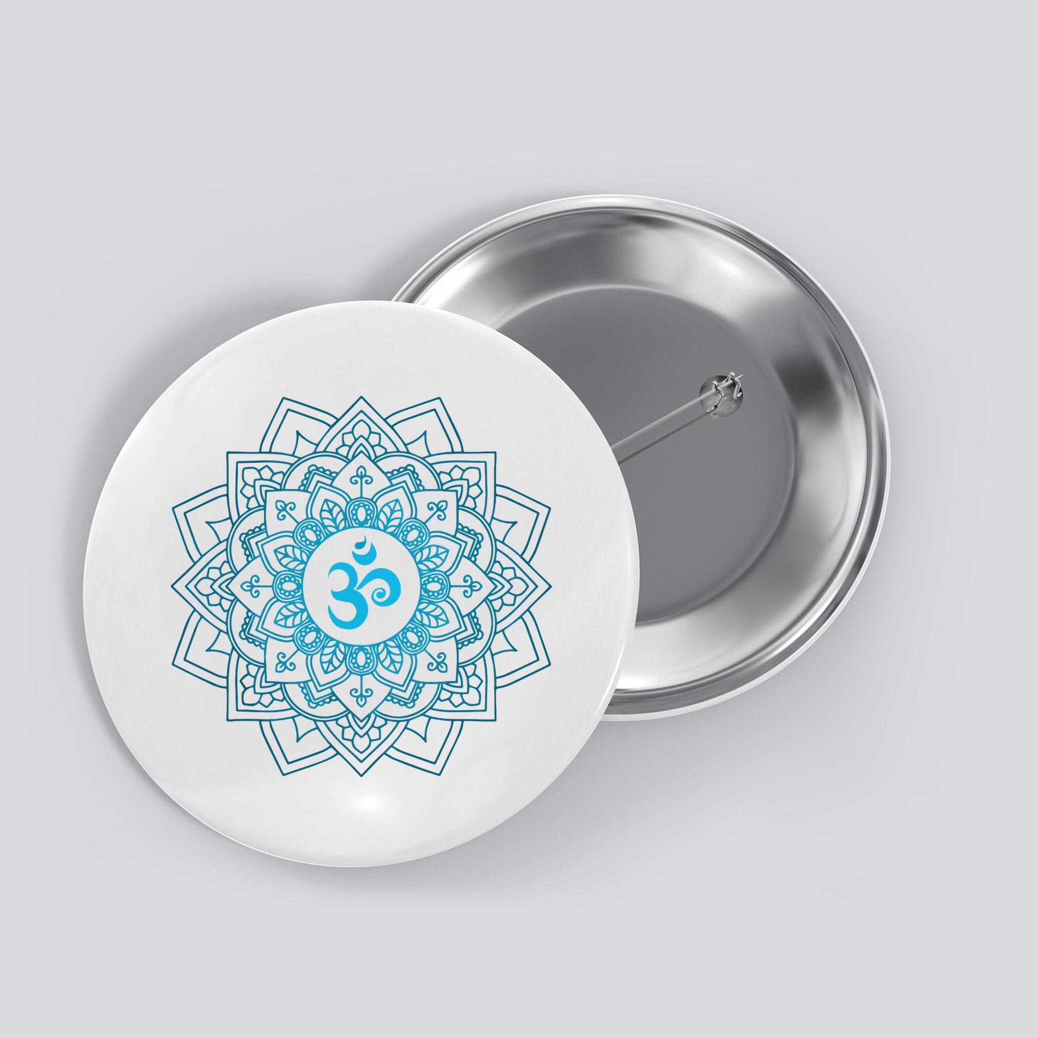 Blue Om Meditation Mandala Button