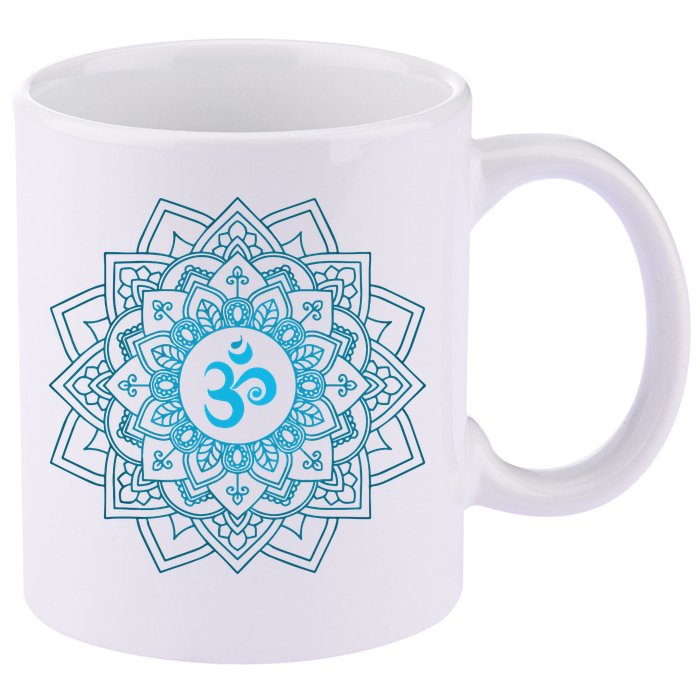 Blue Om Meditation Mandala 11oz C Handle Ceramic Mug