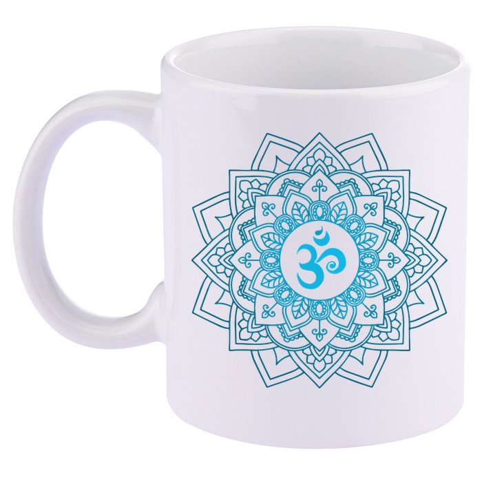 Blue Om Meditation Mandala 11oz C Handle Ceramic Mug