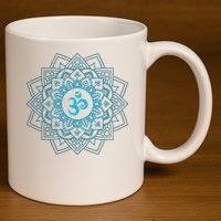 Blue Om Meditation Mandala 11oz C Handle Ceramic Mug