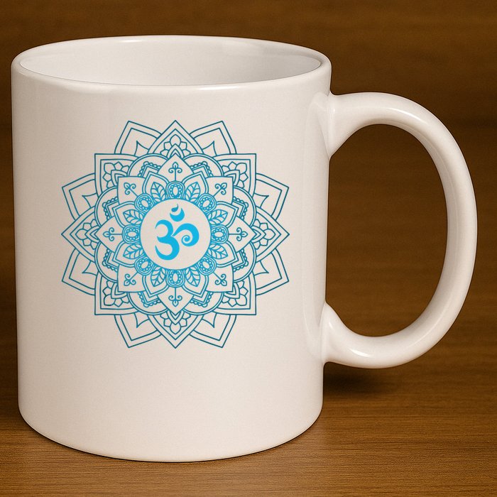 Blue Om Meditation Mandala 11oz C Handle Ceramic Mug